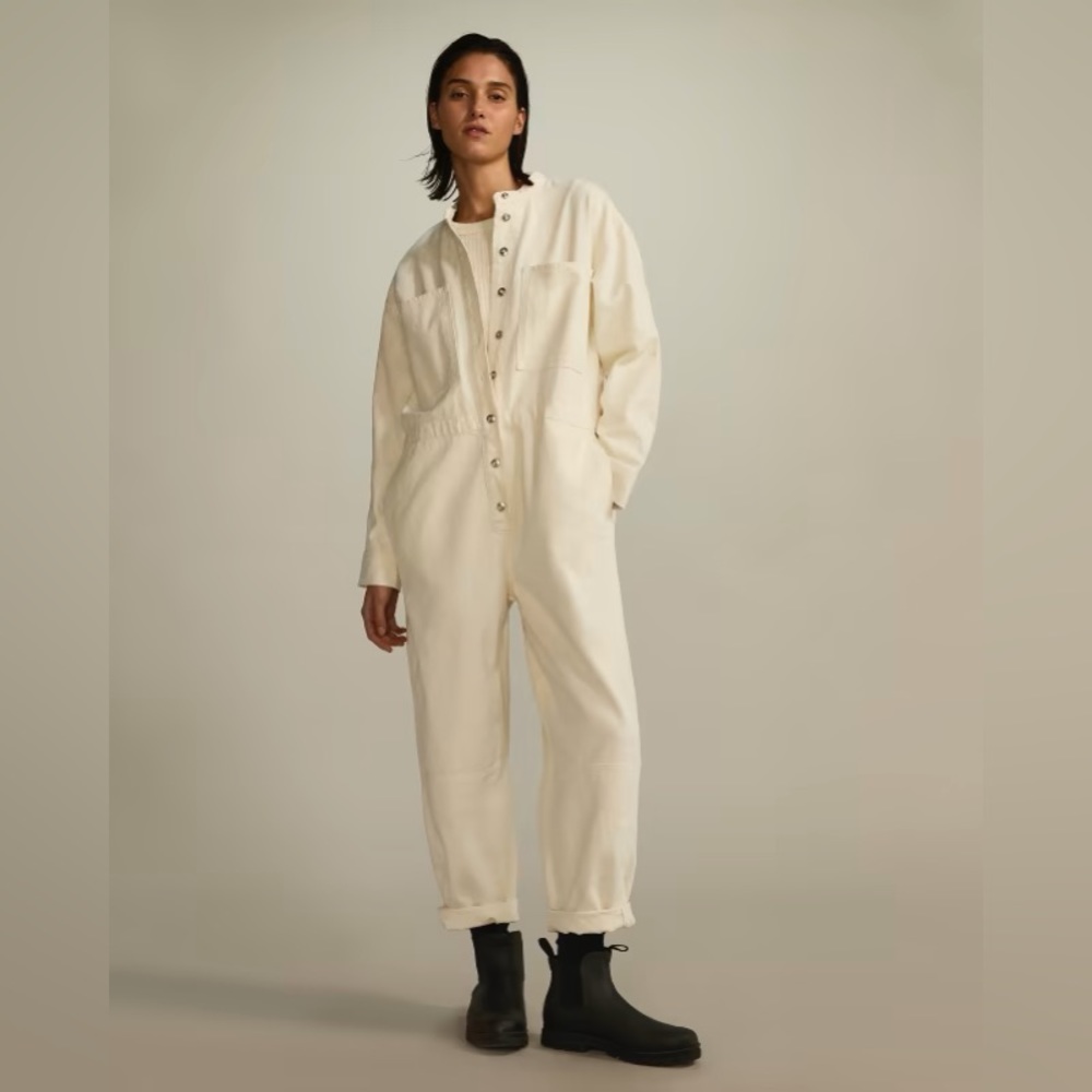 The Canvas Organic Cotton Coverall in Bone XS
